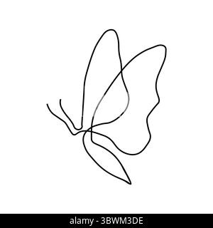 Delicata linea nera che disegna una silhouette con petali di fiore Illustrazione Vettoriale