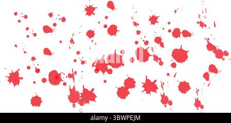 Effetto splatter dinamico con vivaci tonalità rosse che aggiungono una texture audace ai progetti creativi, ideale per i progetti artistici Illustrazione Vettoriale