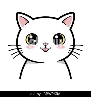 Adorabile Kitty Head Kawaii Style Illustrazione Vettoriale