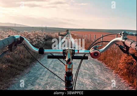 Avventura in bicicletta a South Downs, Sussex, Inghilterra. Foto Stock