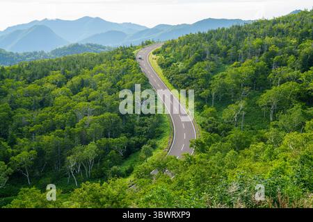 Shiretoko Crossing Road, Hokkaido, Giappone Foto Stock