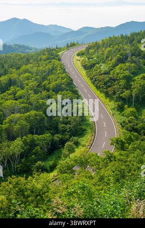 Shiretoko Crossing Road, Hokkaido, Giappone Foto Stock