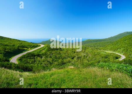Shiretoko Crossing Road, Hokkaido, Giappone Foto Stock