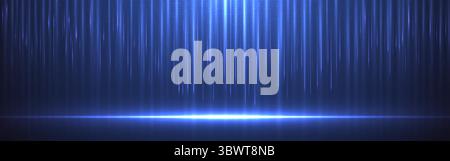 Flusso di dati tecnologici in background con linee luminose verticali. Effetto luminoso futuristico con matrice digitale. Visualizzazione di big data, innovazione o intelligenza artificiale c Illustrazione Vettoriale