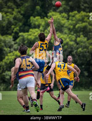 12 giugno 2021, Austin, Texas, Stati Uniti: Partita della United States Australian Football League tra i dingo Austin Crows e Dallas all'Onion Creek Soccer Complex di Austin, Texas. (Immagine di credito: © Ralph Arvesen/ZUMA Press) Foto Stock