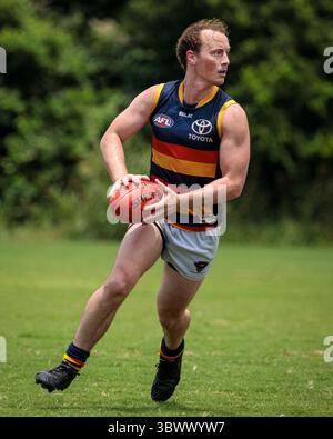 12 giugno 2021, Austin, Texas, Stati Uniti: Partita della United States Australian Football League tra i dingo Austin Crows e Dallas all'Onion Creek Soccer Complex di Austin, Texas. (Immagine di credito: © Ralph Arvesen/ZUMA Press) Foto Stock