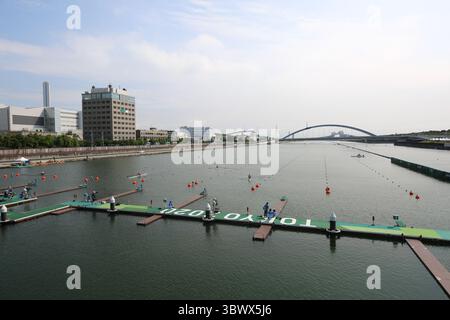 23 luglio 2021, Koto City, Tokyo, Giappone: Veduta generale della sede della gara di canottaggio presso il Sea Forest Waterway il 23 luglio 2021 a Tokyo, Giappone (Credit Image: © Mickael Chavet via ZUMA Press Wire) Foto Stock