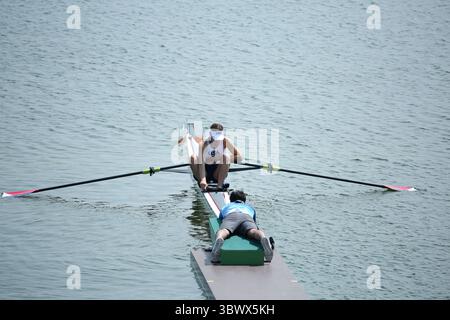 23 luglio 2021, Koto City, Tokyo, Giappone: Alejandra ALONSO del Paraguay in azione durante la canottaggio Women's Single Sculls Heats al Sea Forest Waterway il 23 luglio 2021 a Tokyo, Giappone (Credit Image: © Mickael Chavet via ZUMA Press Wire) Foto Stock