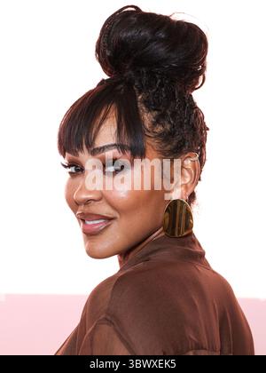 Santa Monica, Stati Uniti. 16 luglio 2025. SANTA MONICA, LOS ANGELES, CALIFORNIA, USA - 16 LUGLIO: L'attrice e modella americana Meagan Good arriva al Lifetime Summer Soiree Event 2025 con le stelle della Summer Movie Lineup della rete tenutasi al Calabra Rooftop al Santa Monica propriamente Hotel il 16 luglio 2025 a Santa Monica, Los Angeles, California, Stati Uniti. (Foto di Xavier Collin/Image Press Agency) credito: Image Press Agency/Alamy Live News Foto Stock