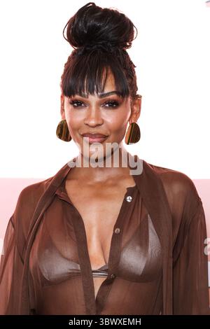 Santa Monica, Stati Uniti. 16 luglio 2025. SANTA MONICA, LOS ANGELES, CALIFORNIA, USA - 16 LUGLIO: L'attrice e modella americana Meagan Good arriva al Lifetime Summer Soiree Event 2025 con le stelle della Summer Movie Lineup della rete tenutasi al Calabra Rooftop al Santa Monica propriamente Hotel il 16 luglio 2025 a Santa Monica, Los Angeles, California, Stati Uniti. (Foto di Xavier Collin/Image Press Agency) credito: Image Press Agency/Alamy Live News Foto Stock
