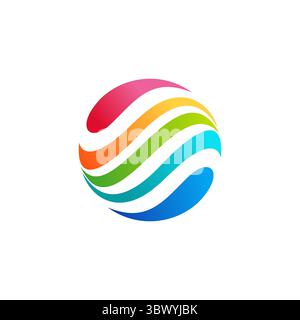 logo sfera cerchio droplet concetto astratto onda di movimento simbolo geometrico icona disegno vettoriale Illustrazione Vettoriale