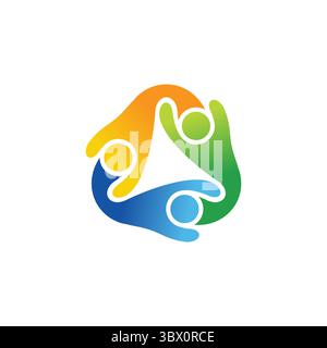 Design dell'icona del logo del lavoro di squadra, illustrazione vettoriale delle persone di connessione, icona del logo globale del lavoro di squadra, simbolo di connessione delle persone Illustrazione Vettoriale