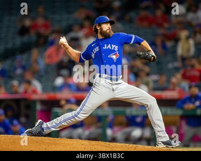 10 agosto 2021, Anaheim, California, USA: Jordan Romano #68 dei Toronto Blue Jays durante la loro partita MLS con i Los Angeles Angels martedì 10 agosto 2021 all'Angel Stadium di Anaheim, California. Gli Angels perdono contro i Blue Jays, 0-4. DOUGLAS CUELLAR/PI (immagine di credito: © Prensa Internacional via ZUMA Press Wire) Foto Stock