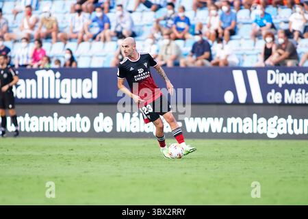 16 agosto 2021, Malaga, Spagna: Oriol Rey del CD Mirandes in azione durante la partita LaLiga Smartbank 2021-2022 tra Malaga CF e CD Mirandes allo stadio la Rosaleda. Punteggio finale; Malaga CF 0:0 CD Mirandes. (Immagine di credito: © Francis Gonzalez/SOPA immagini tramite ZUMA Press Wire) Foto Stock