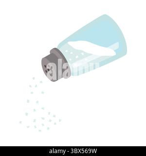 Vettore dell'agitatore salino isolato su sfondo bianco. Semplice illustrazione piatta della salatura dei pasti e del design di cottura. Illustrazione Vettoriale