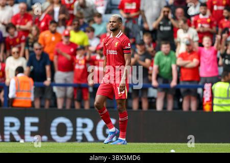 Preston, Regno Unito. 13 luglio 2025. Liverpool Forward Cody Gakpo (18) durante il Preston North End FC vs Liverpool FC a Deepdale, Preston, Inghilterra, Regno Unito il 13 luglio 2025 Credit: Phil Duncan/Every Second Media Credit: Every Second Media/Alamy Live News Foto Stock
