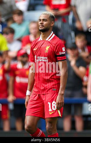 Preston, Regno Unito. 13 luglio 2025. Liverpool Forward Cody Gakpo (18) durante il Preston North End FC vs Liverpool FC a Deepdale, Preston, Inghilterra, Regno Unito il 13 luglio 2025 Credit: Phil Duncan/Every Second Media Credit: Every Second Media/Alamy Live News Foto Stock