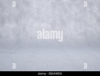 La superficie in calcestruzzo viene mostrata con un design piatto, caratterizzato da una struttura grigia senza cuciture e giunzione curva Foto Stock
