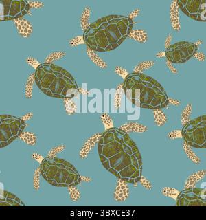 motivo senza cuciture con tartarughe marine Foto Stock