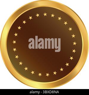 Medaglia d'oro e marrone vuota con bordo a stella, perfetta per design di premi personalizzati e icone dei risultati. Illustrazione Vettoriale