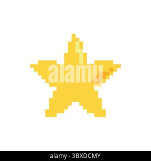 Icona gialla a 8 bit di Pixel Art Star per giochi, UI o Magical Design Illustrazione Vettoriale