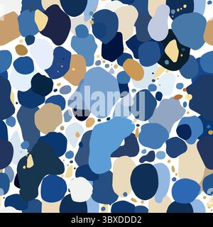 Gli spot colorati irregolari creano un motivo dinamico e astratto senza cuciture, perfetto per sfondi moderni e design in tessuto Foto Stock