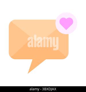Icona messaggio d'amore. Bolla romantica per e-mail. Cuore come Vector. Design pastello delicato. Illustrazione Vettoriale