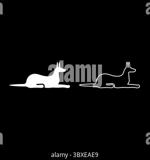 Silhouette Jackal mitologia egiziana icona Anubis Egypt God Set colore bianco immagine grafica vettoriale riempimento semplice tinta unita contorno linea sottile piatta Illustrazione Vettoriale