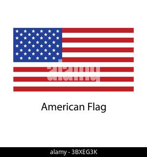 Illustrazione del disegno a mano American Flag disegno basato su vettore Illustrazione Vettoriale