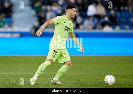 26 ottobre 2021, VITORIA, ALAVA, SPAGNA: Lucas Perez dell'Elche CF in azione durante il campionato spagnolo, la Liga, partita di calcio tra il Deportivo Alaves e l'Elche CF a Mendizorrotza il 26 ottobre 2021 a Vitoria, Spagna. (Immagine di credito: © Ricardo Larreina/AFP7 via ZUMA Press Wire) Foto Stock