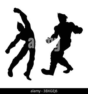Fighter judo karate giocatore silhouette figure disegno Vol 07 Illustrazione Vettoriale