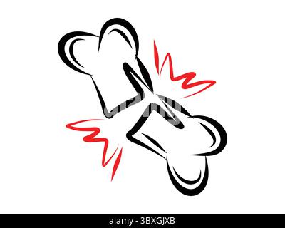 Icone di frattura e ossa rotte disegnate a mano in stile doodle sketch. Illustrazione vettoriale modificabile perfetta per infografiche mediche, progetti ortopedici, a. Illustrazione Vettoriale
