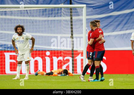 27 ottobre 2021, Madrid, Spagna: Nacho Vidal di CA osasuna festeggia dopo la partita di la Liga tra Real Madrid e CA Osasuna all'Estadio Santiago Bernabeu di Madrid, Spagna. (Immagine di credito: © Indira/DAX tramite ZUMA Press Wire) Foto Stock