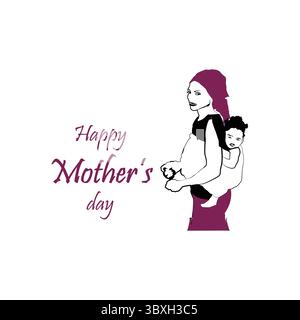 Buona festa della mamma 2025, illustrazione della festa della mamma disegno vettoriale Vol 01 Illustrazione Vettoriale