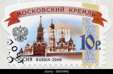 RUSSIA - CIRCA 2009: Un francobollo stampato in Russia mostra il Cremlino di Mosca, serie Cremlino russo, circa 2009 Foto Stock