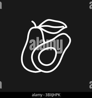 Avocado frutta icona con fetta e pozzo per guacamole, dieta sana, e Superfood ricette Illustrazione Vettoriale