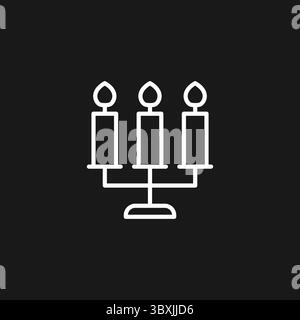 Icona candelabro e candeliere con tre candele illuminate per una cena romantica, una cerimonia religiosa o una decorazione natalizia Illustrazione Vettoriale