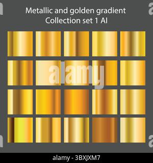 Metallic and Golden Gradient Collection Set 1AI Illustrazione Vettoriale