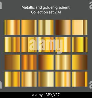 set di illustrazioni sfumate d'oro Illustrazione Vettoriale