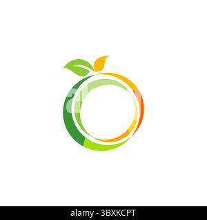 frutta, logo, limone, salute, nutrizione, mela, simbolo, arancio, benessere, spa icona disegno vettore Illustrazione Vettoriale