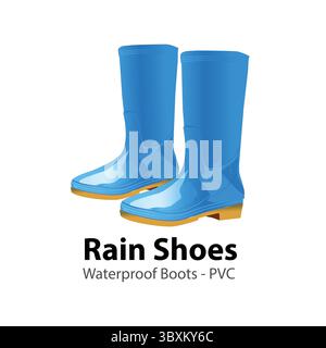 Scarpe da pioggia stivali impermeabili illustrazione in PVC Illustrazione Vettoriale