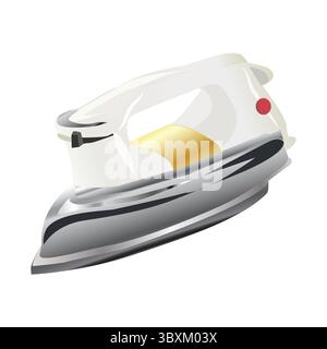 Vettore 3D realistico di un ferro di colore sbiadito per stirare i vestiti su uno sfondo bianco chiaro Illustrazione Vettoriale