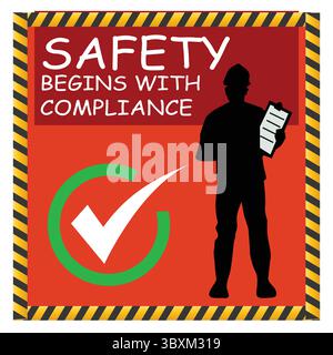 La sicurezza prima di tutto la sicurezza inizia con la conformità Illustrazione Vettoriale