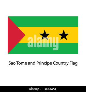 Sao Tomo e Principe bandiera Paese disegno a mano disegno basato su vettore Illustrazione Vettoriale