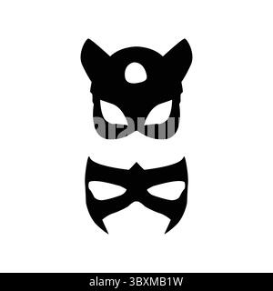 Set di disegni vettoriali con illustrazione di silhouette con maschera nera Vol 05 Illustrazione Vettoriale