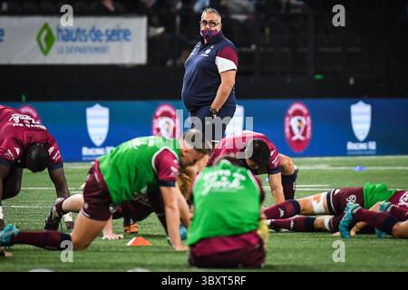 28 novembre 2021, Nanterre, Francia: Christophe URIOS di Bordeaux durante la TOP 14 match tra Racing 92 e Union Bordeaux Begles (UBB) alla Paris la Defense Arena il 28 novembre 2021 a Nanterre vicino Parigi. (Immagine di credito: © Matthieu Mirville/ZUMA Press Wire) Foto Stock