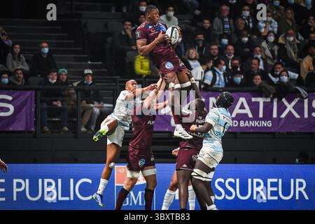 28 novembre 2021, Nanterre, Francia: Cameron WOKI di Bordeaux durante la gara TOP 14 tra Racing 92 e Union Bordeaux Begles (UBB) alla Paris la Defense Arena il 28 novembre 2021 a Nanterre vicino Parigi. (Immagine di credito: © Matthieu Mirville/ZUMA Press Wire) Foto Stock