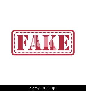 Timbro falso – modello simbolo simbolo simbolo simbolo simbolo simbolo simbolo simbolo della falsa icona di un'etichetta fraudolenta rossa Illustrazione Vettoriale