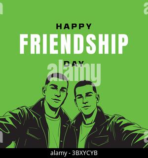 Il giorno dell'amicizia illustrazioni vettoriali disegnate a mano dei migliori amici che abbracciano, ridono, seduti insieme, gruppi di amici opere d'arte per carte, poster, adesivi Illustrazione Vettoriale