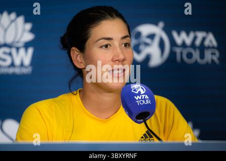 12 gennaio 2022, SYDNEY, AUSTRALIA: La Spagna Garbine Muguruza parla con i media dopo il secondo round del torneo di tennis WTA 500 Sydney Tennis Classic 2022 (Credit Image: © Rob Prange/AFP7 via ZUMA Press Wire) Foto Stock